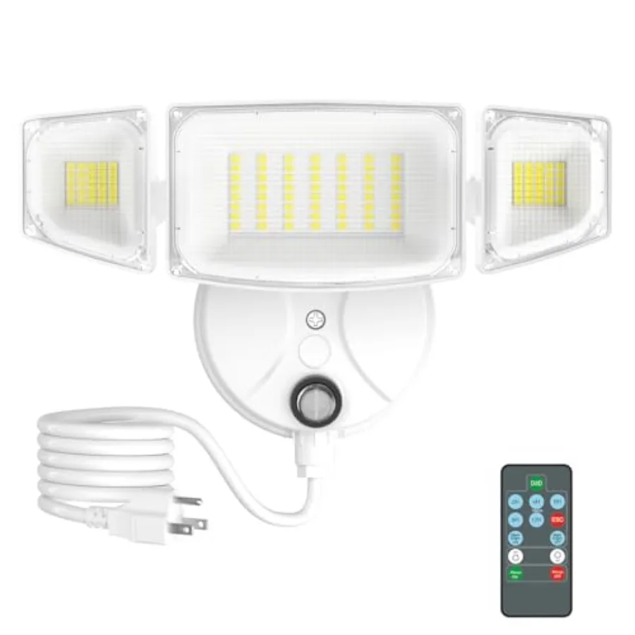 

100W Dusk to Dawn Outdoor Lighting, 10000LM Plug in Flood Lights with Remote Control, 2 Modes IP65 Waterproof Led Exterior Secu