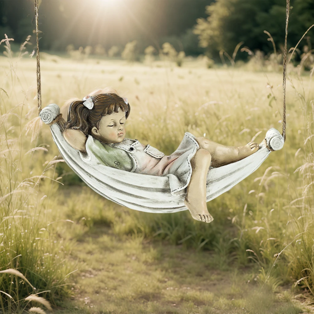 Creative Garden Statue Resin Miniature Figurine Lying Casual Girl Resin Sculpture Figurine Indoor Outdoor Decor Ornament