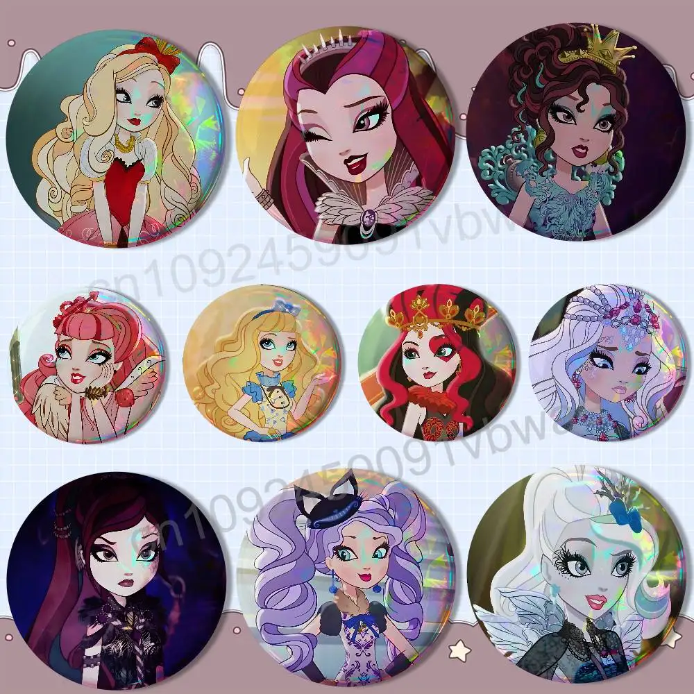 

Royal beginning Ever After High HD Print 58mm 44mm Round Lapel Pins Pretty Derby Round Display Brooches Brooch Badges