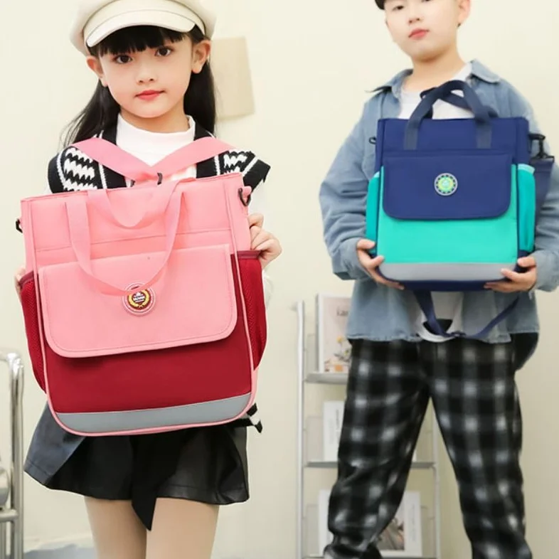 Large Capacity Children's Tutorial Bag Shoulder Bag Crossbody Bag Primary School Handbag Schoolbag Multifunctional