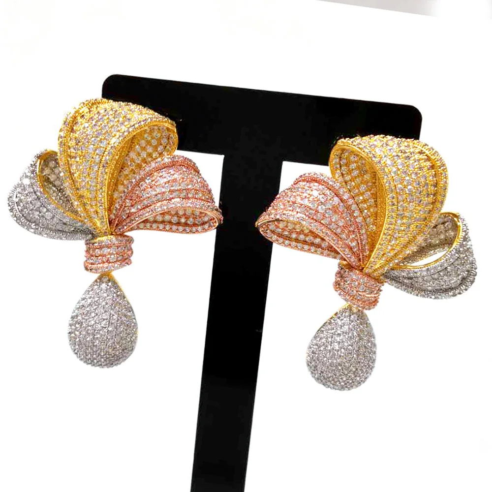 

Missvikki New Trendy Bowknot Pendant Earrings for Women Lady Anniversary Gift Jewelry Wholesale Valentine's Day Jewelry