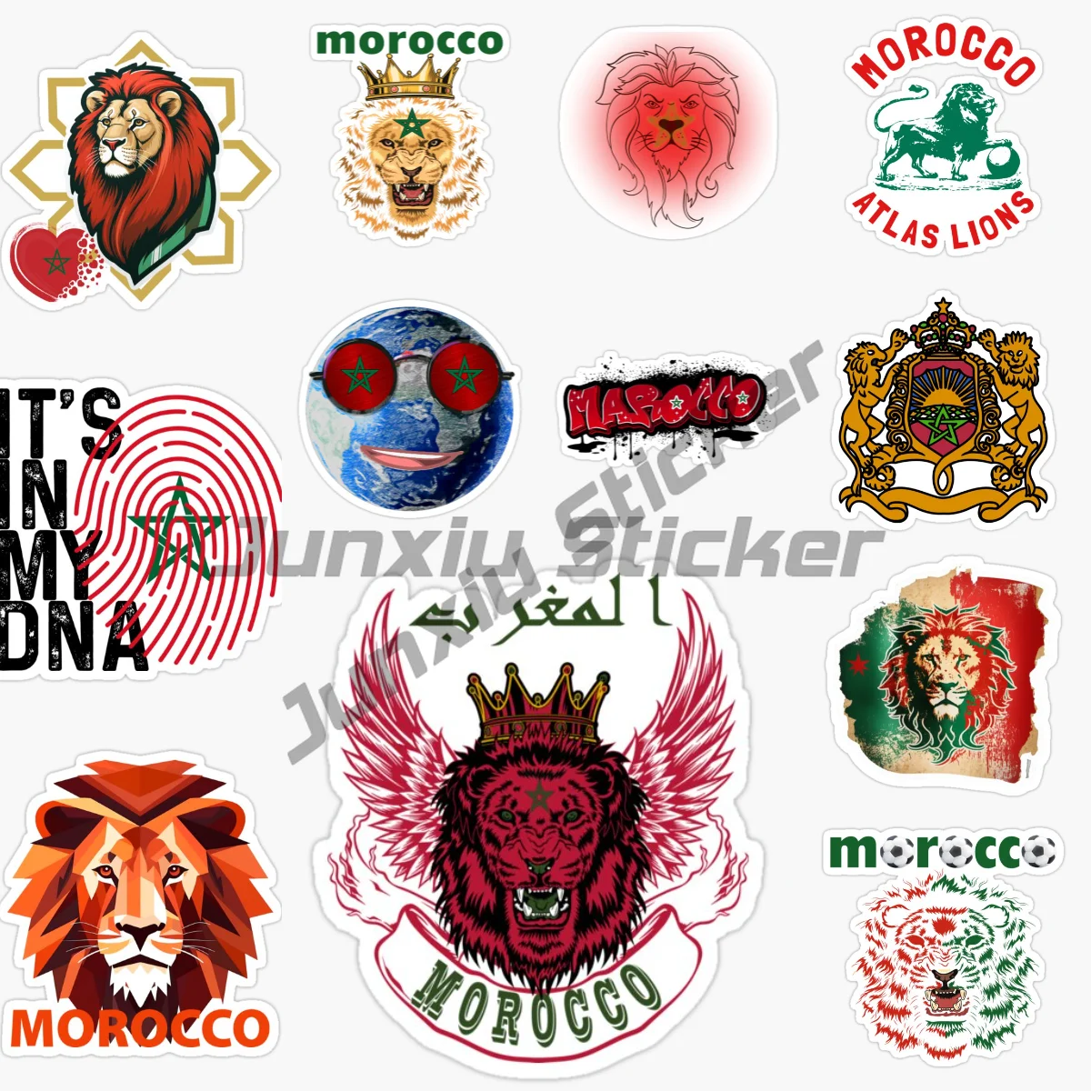 

MOROCCO Flag Map Lion Heart Car Sticker Car Decal Motorcycle Car Accessorie Self-adhesive Reflect Light Decal