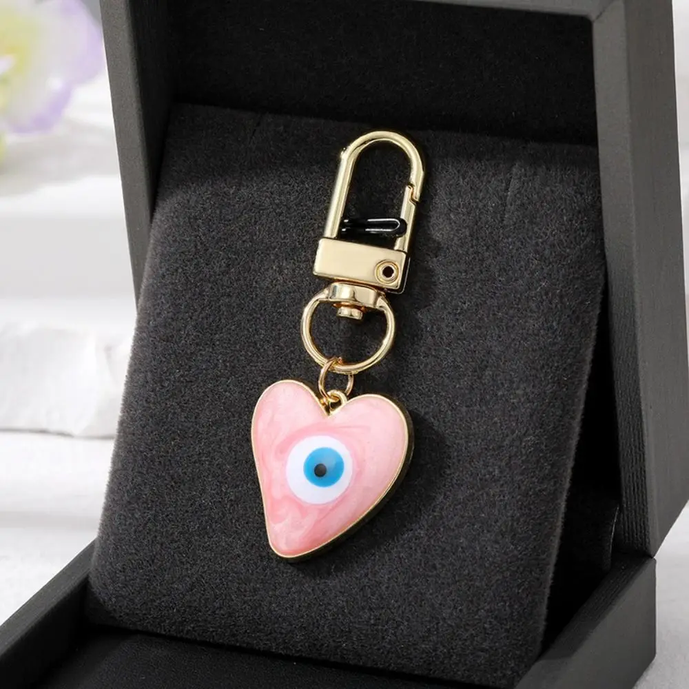 Enamel Turkish Heart Evil Eye Keychain Blue Eye Drip Oil Turkish Heart Blue Eye Pendant 4 Colors Pendant Turkish Heart Keyring