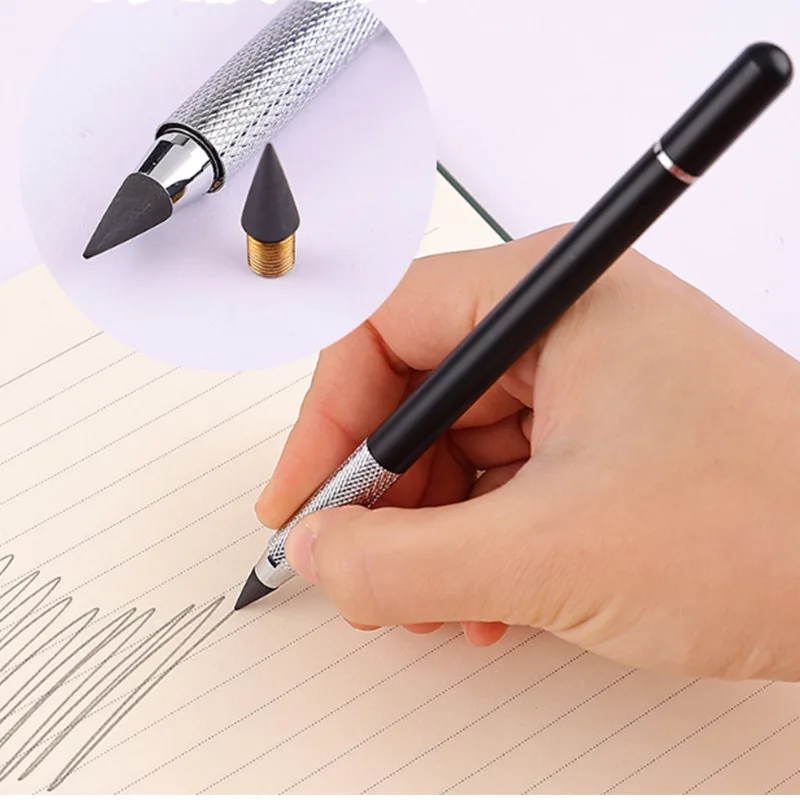 1 Stuk Pen + 12 Gekleurde Pen Tips Set Kleurrijke Pen Hoofd Metalen Potlood Set Geen Inkt Student Schrijven En Schilderen School Kawaii Briefpapier