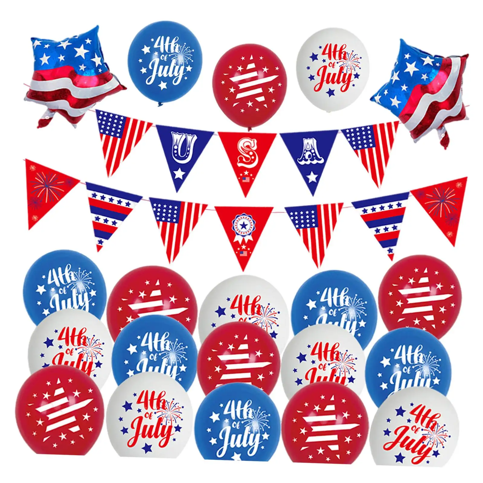 

Independence Day Decoration Set Pennant Bunting Party Supplies 4TH of July Blue