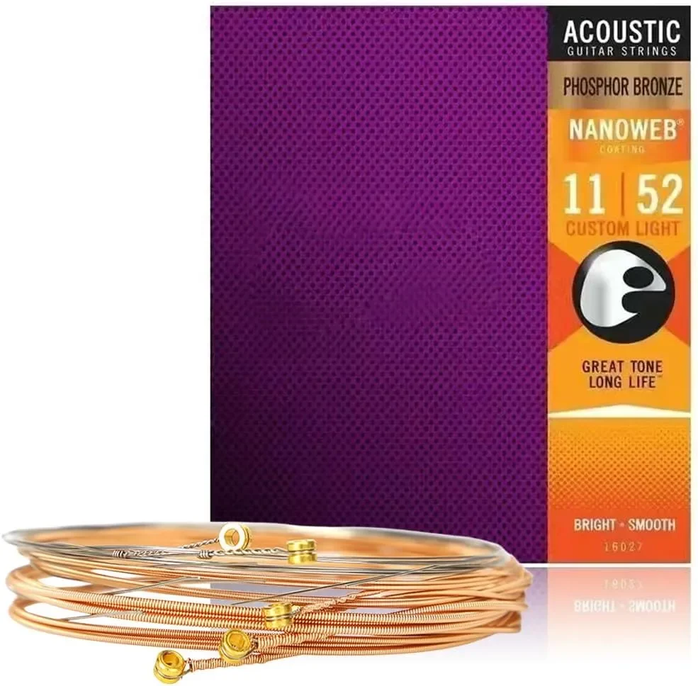 10pc Professional Acoustic Electric Guitar Strings Set Coated Phosphor Bronze Brass Anti-Rust Long Life Clear Tone For Folk