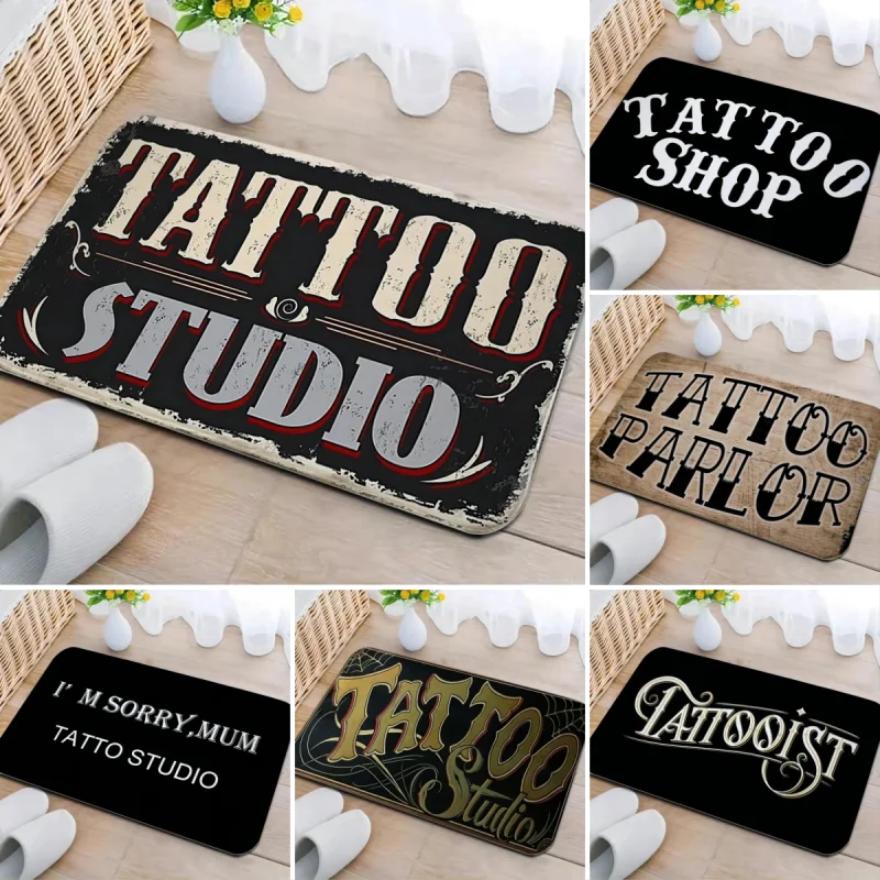 Tattoo Shop Mat Indoor Welcome Doormat Washable Bathroom Bedroom Kitchen Accessories Rug Non-slip Corridor Porch Entrance Carpet