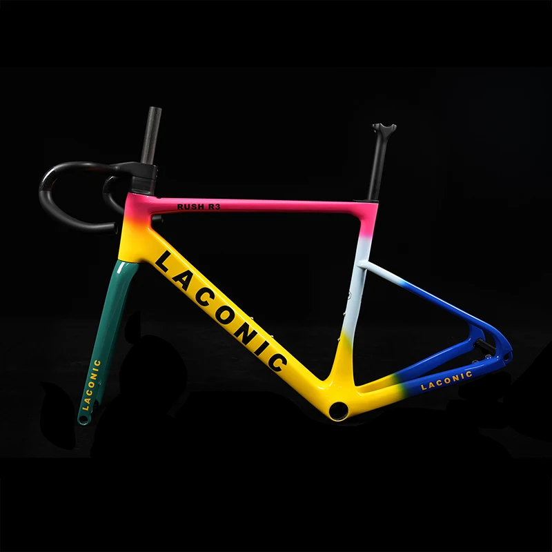 Road Bike Carbon Fiber T800 Ultralight 2kg Frame Full Internal Wiring Double Disc Brake All-carbon Polished Finish Model R3