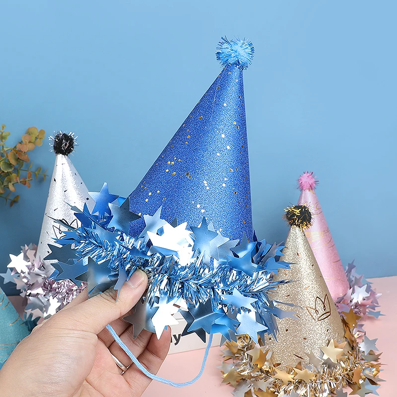 Kinder Geburtstag Party Hut Papier Krone Kappen für 1. Junge Mädchen Geburtstag Party Dekoration Lieferungen Foto Requisiten Gold Silber Rosa – Detail 6