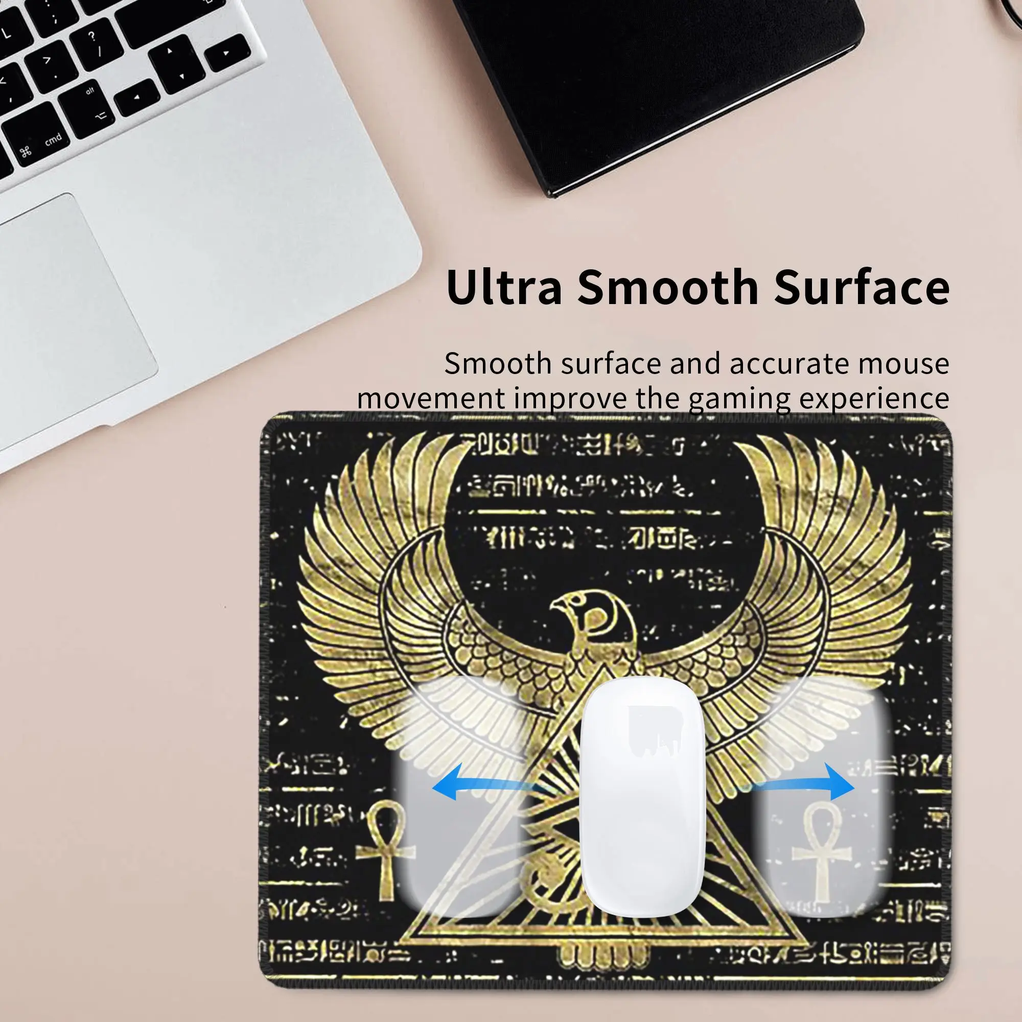 لوحة ماوس عين حورس Wadjet باللونين الذهبي والأسود، لوحة مفاتيح الكمبيوتر، حصيرة الماوس لألعاب الكمبيوتر المحمول، حصيرة مكتبية لطاولة المكتب