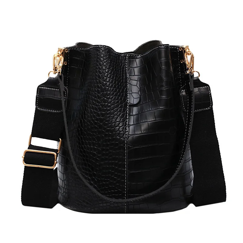 Fashion Women 2021 New Pattern Single Shoulder Bucket Large Capacity Broadband Messenger Bag Handbags Luxury Handbag