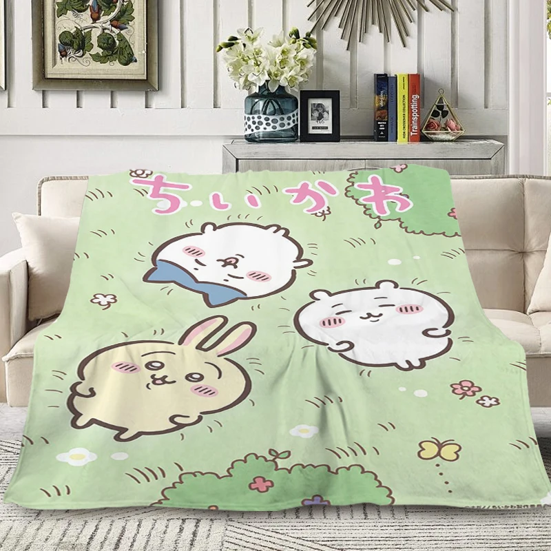 Bed Blanket T-Chiikawas King Size Blanket Fluffy Soft Blankets for Winter Microfiber Bedding Warm Knee Fleece Camping Anime Nap