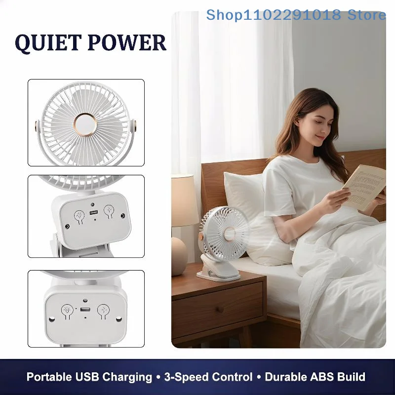 practical4000mAh Rechargeable Camping Fan Clip-on Portable Desktop Air Circulator Battery Operated for Tent Home Officehousehol
