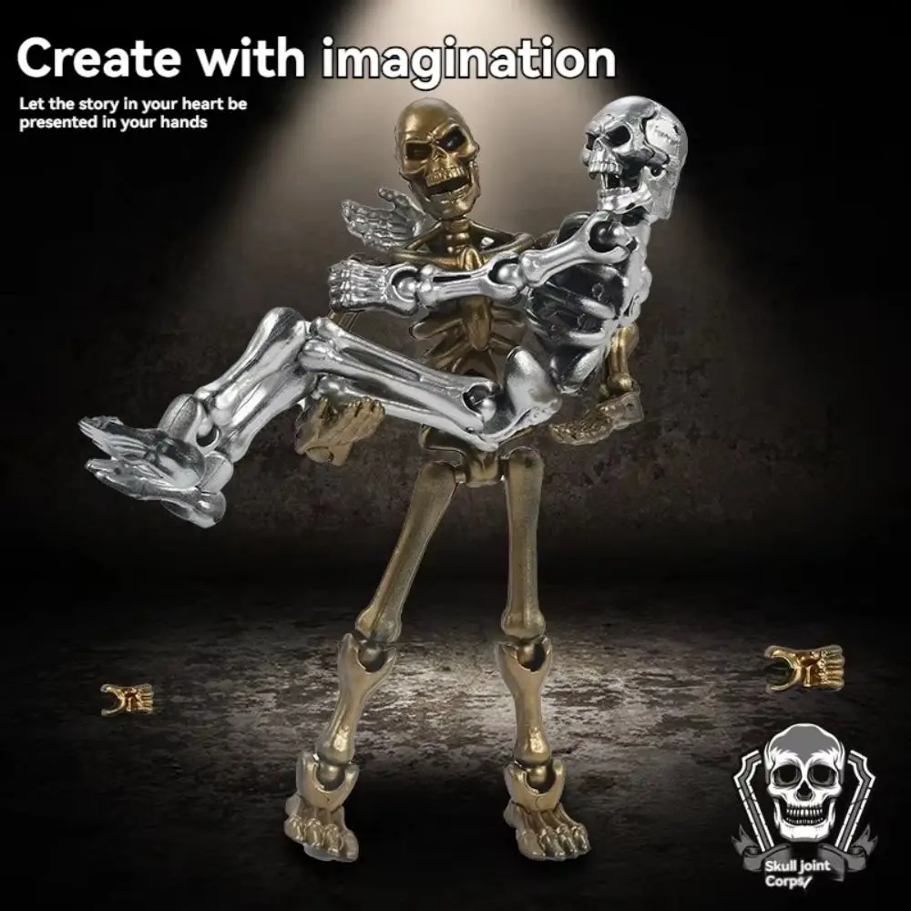 Fully Movable Joints Articulated Skeleton Figurine Eco-Friendly PLA Material Smooth Surface 3D Printed Skeleton Model