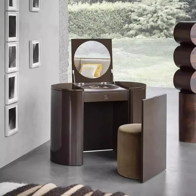 

Mirror Desk Vanity Table Makeup Bedroom Luxury Women Beauty Girl Wood Dressing Table Cosmetics Penteadeira Trendy Furniture