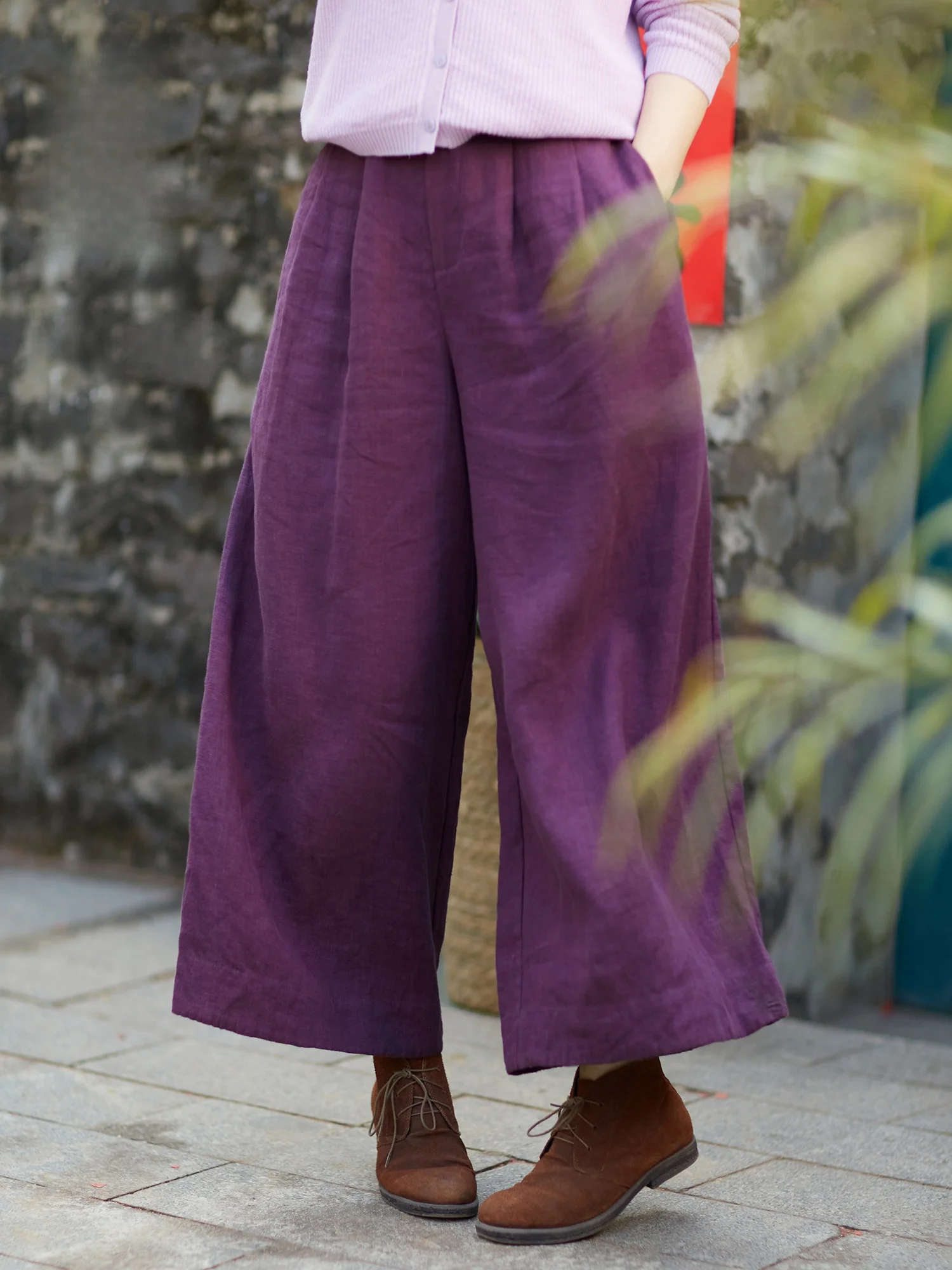 

Casual Wide Leg Pants Linen Loose Women's 9 Pieces Spring New Sle Comfortable Breathable Straight Cut Pants for Ladies