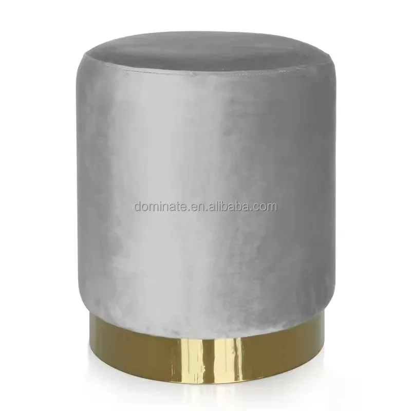 

Modern Living Room Furniture Fabric Gold Side Velvet Ottoman Stool