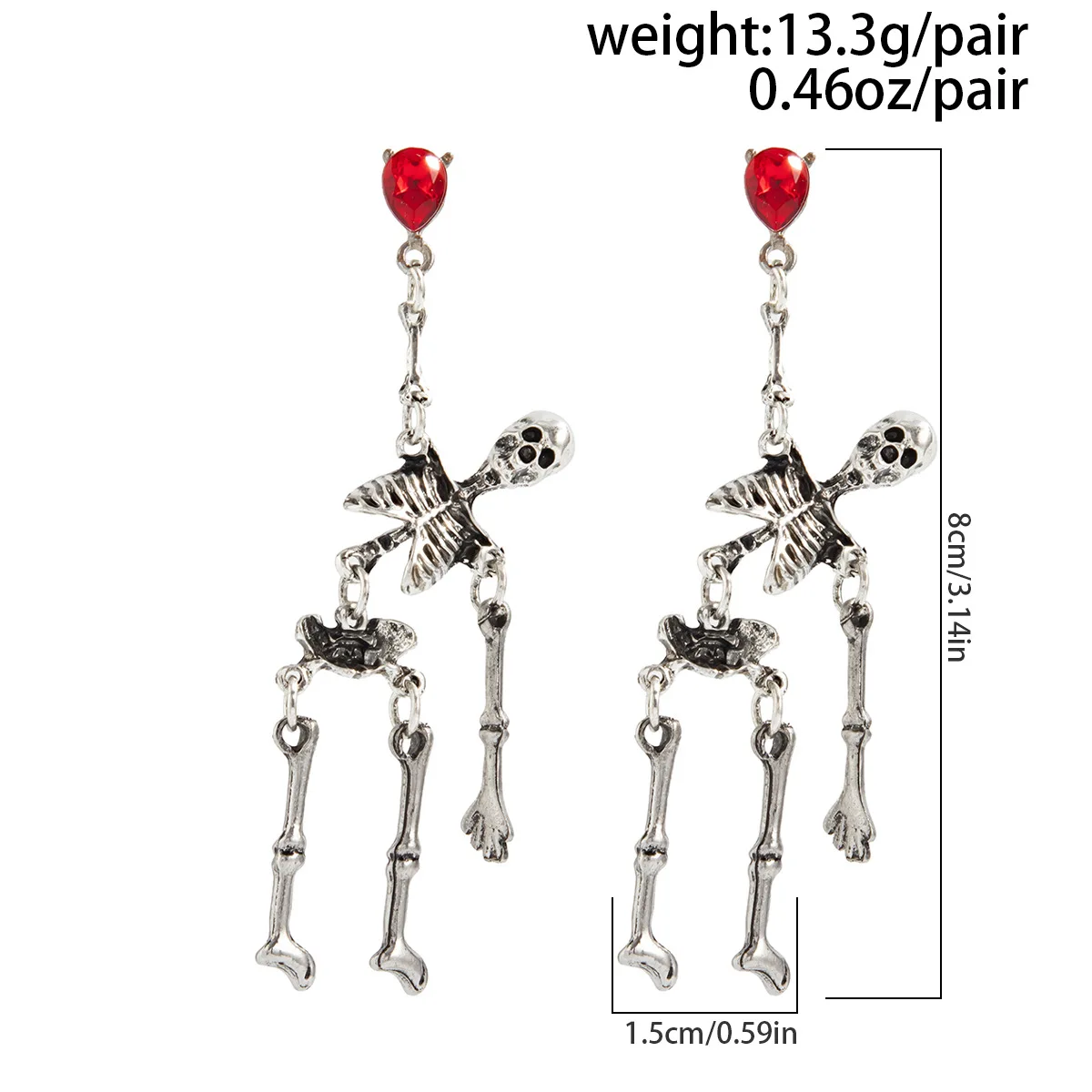 Skull Skeleton Dangle Earrings For Women Gothic Dark-style Halloween Metal Bone Frame Unique Spooky Design Punk Pendant Earrings