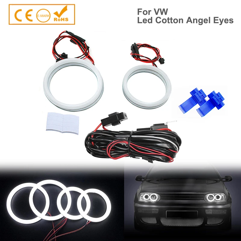 for Volkswagen VW Golf 4 5 1998-2009 Ultra Bright SMD White LED Cotton Angel Eyes 12V Halo Ring Kit Daytime Running Light DRL