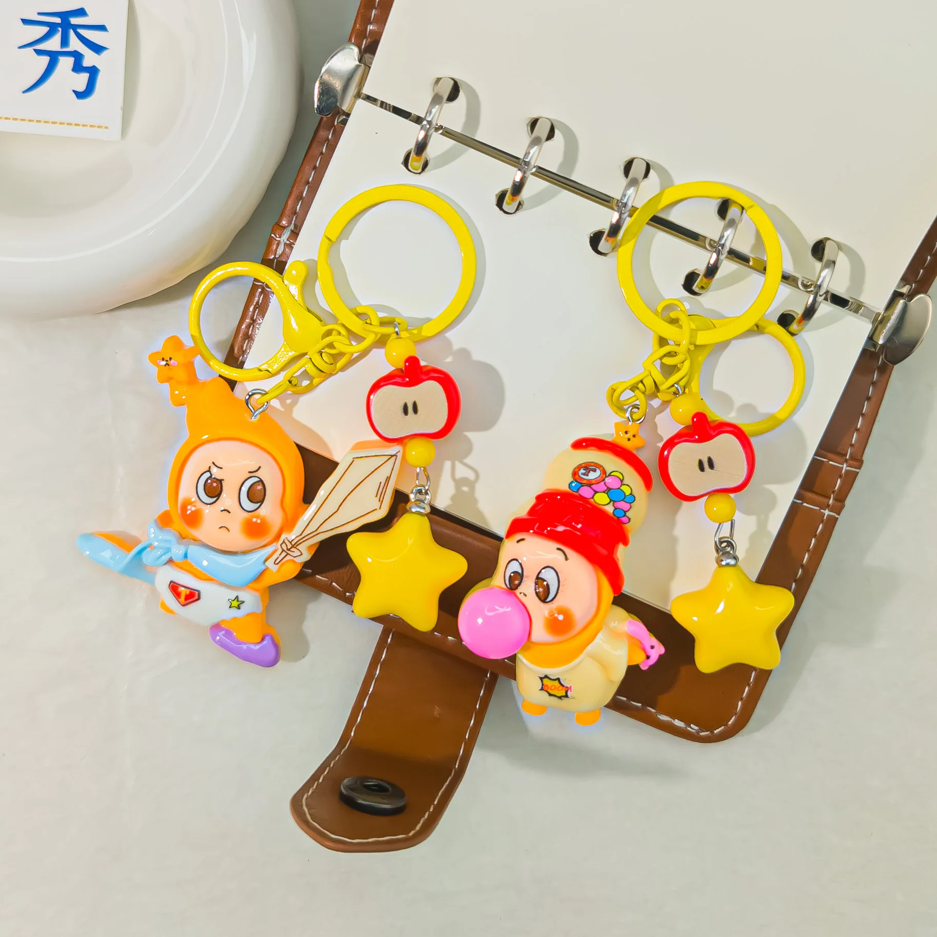 

New cute red star acrylic relief keychain pendant for Instagram cartoon heart DIY backpack hanger