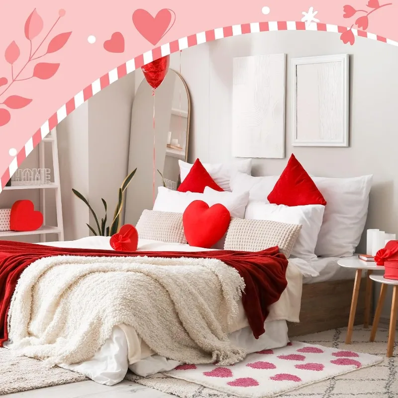 Keset Kamar Mandi Bentuk Hati 20x32 Inci Warna Pink Anti Selip Penyerap Air Dapat Dicuci untuk Dekorasi Rumah Kamar Mandi Hari Valentine