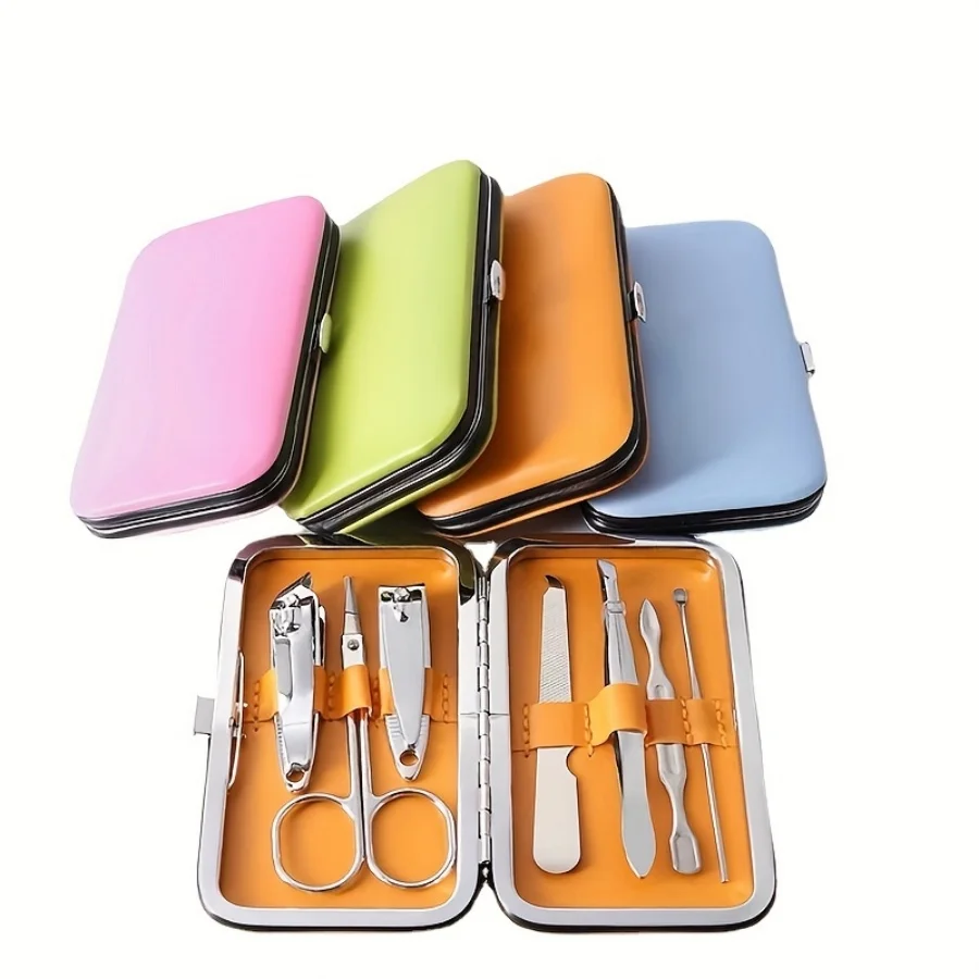 Coupe-ongles professionnel couleur bonbon, ensemble de manucure et de soins des ongles, ciseaux de pédicure en acier inoxydable, Kit de manucure, outils d'art des ongles, 7 pièces