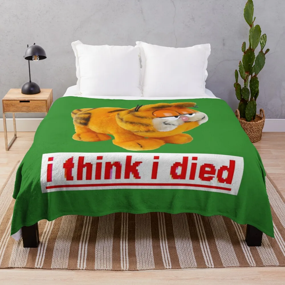 Garfield thinks hes dead Throw Blanket Travel Soft Plaid Blankets For Bed Blankets