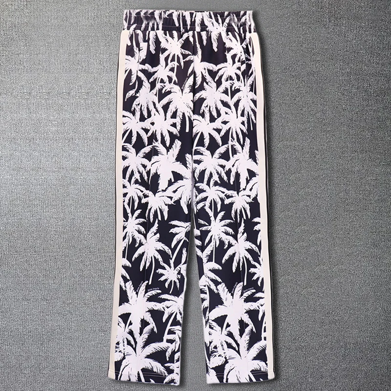 High Quality Men Jogger Streetwear Sweatpant Jogger Hombre Coconut Tree Print Pattern Contrast Color Print Sweatpant Trouser