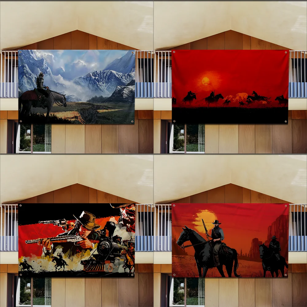 

Cowboy Red Dead R-Redemption 2 Flag For Garden Flags Party Living Room Home Balcony Wall Decor Banner Bedroom Tapestry Outdoor