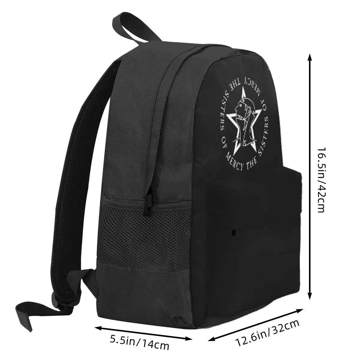 Round Text Logo Goth The Sisters Of Mercy Student Backpack School Bag Hiking Travel Daypack for Boys Girls Bookbag Shoulder Bags