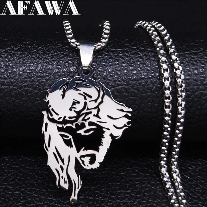 

Crucifix Jesus Christ Crown of Thorns Stainless Steel Necklaces & Pendants Religious Necklace Jewelry gargantilla N3616S02