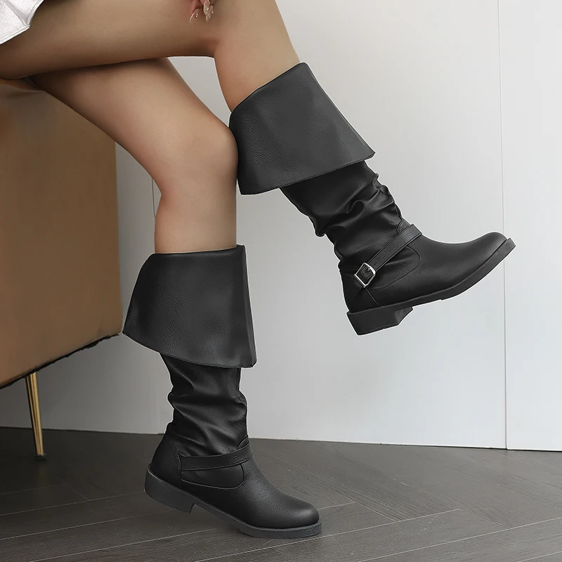 Retro Halbhohe Absatzstiefel Piratenkostüm-Stiefel Renaissance Halbhohe Haddock-Schuhe Mittelalterliche Halloween-Cosplay-Bandageschuhe 2026 – Detail 5