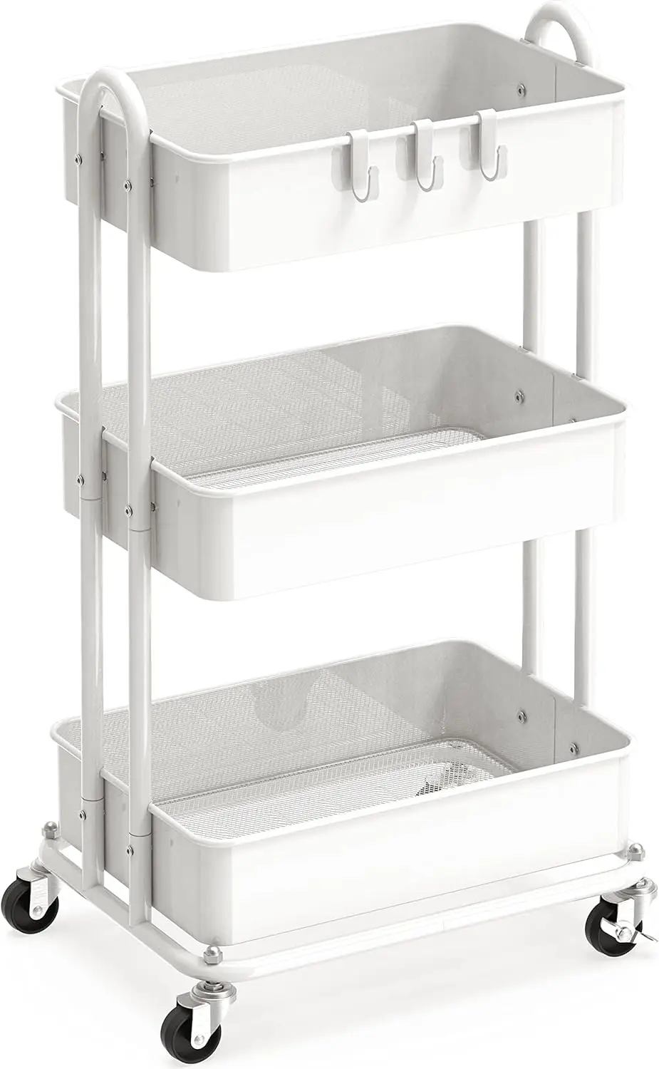 

Heavy Duty 3-Tier Metal Utility Rolling Cart, White