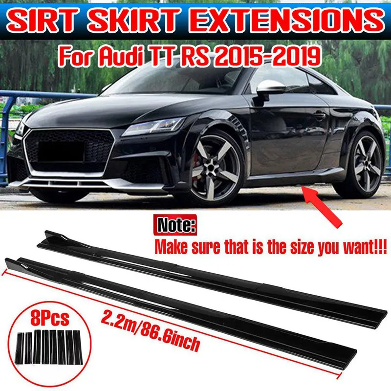 

High Quality ABS 2.2m Side Skirts Extension Rocker Splitters Separator Bumper Diffuser Wings For Audi TT RS 2015-2019