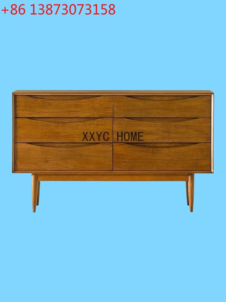 

Living Room Sideboard Cabinet Household Light Luxury Simple Middle and Ancient Six-Drawer Cabinet Bedroom