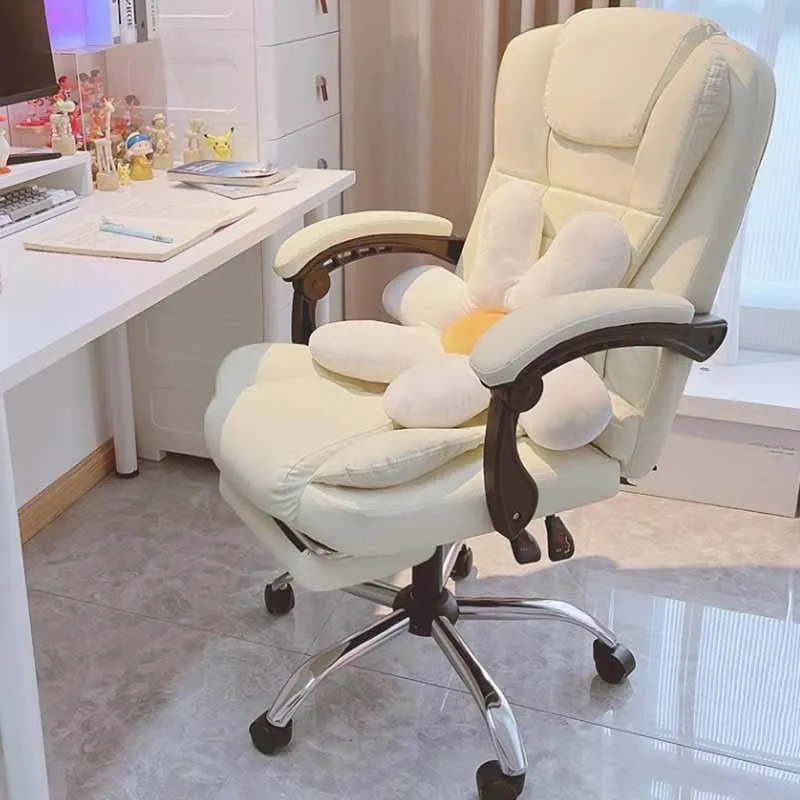 Luxury Glides Office Chair Back Velvet Kid Study White Swivel Arm Chair Ergonomical Women Cadeira De Escritorio Office Furniture