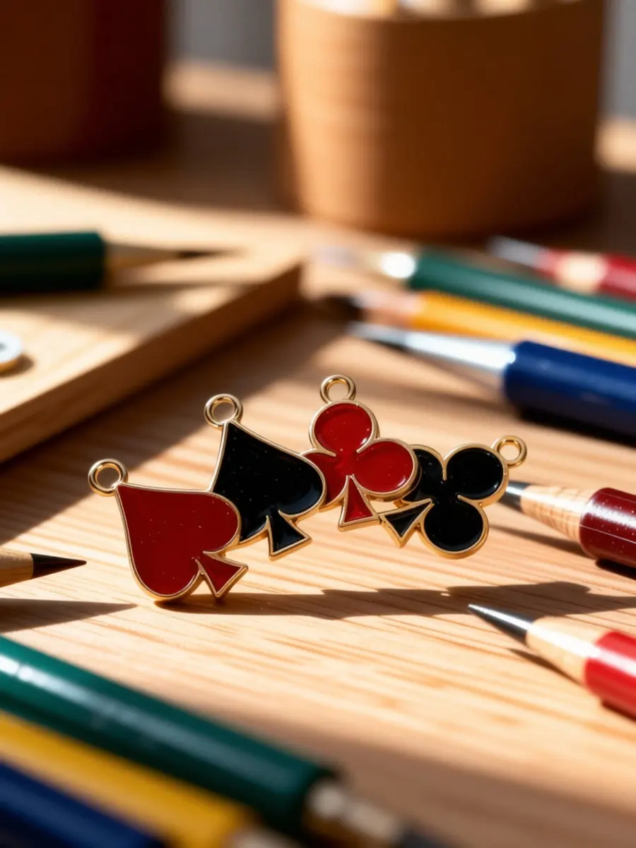 40Pcs Playing Card Shaped Charms Alloy Oil Drop Pendant Set for Bracelets Earrings Necklaces Spade Club Heart Rhombus