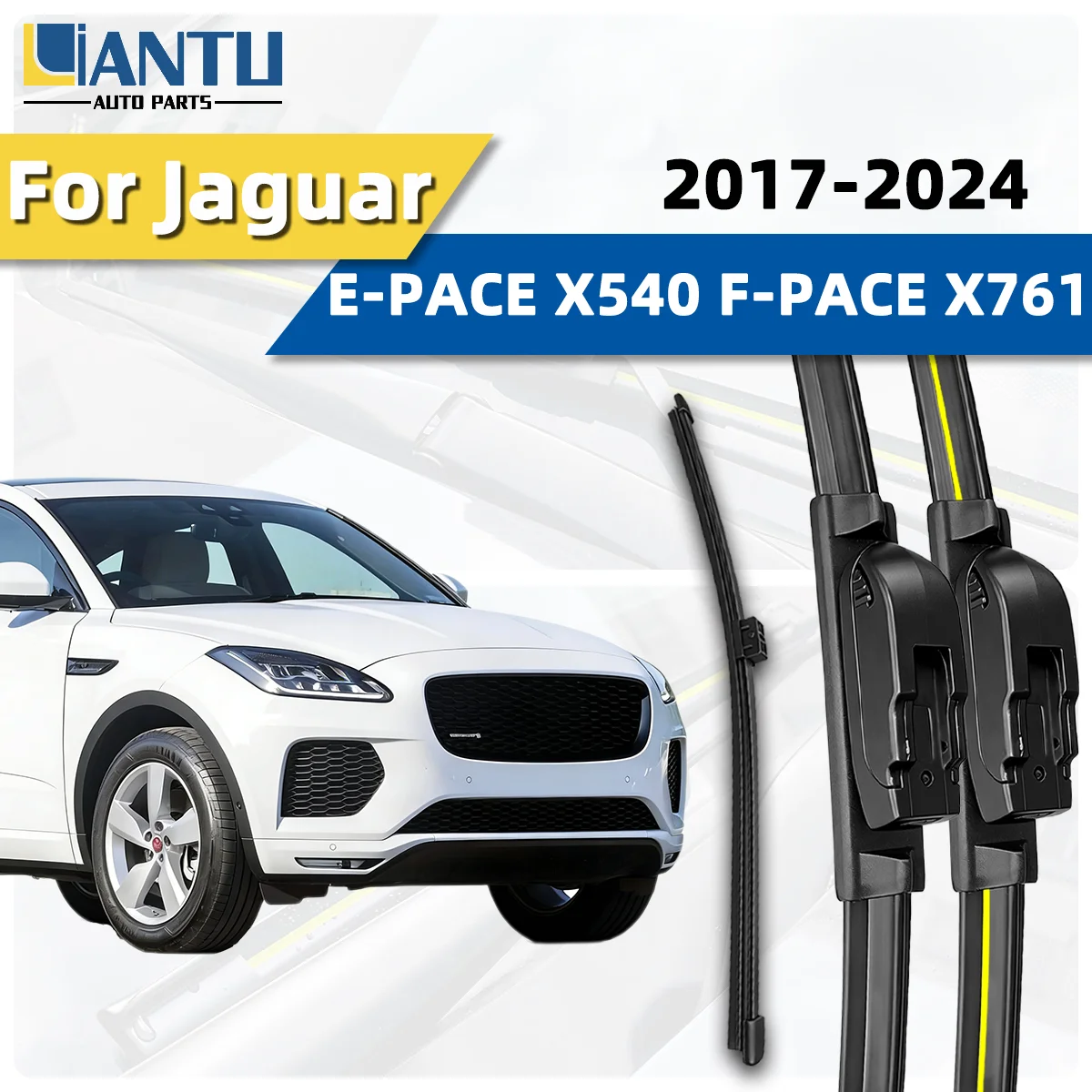 3-teiliges Scheibenwischer-Set für vorne und hinten, passend für Jaguar E-PACE X540 F-PACE X761 2017-2024, Windschutzscheibenwischer, leiser Wischer, Autozubehör