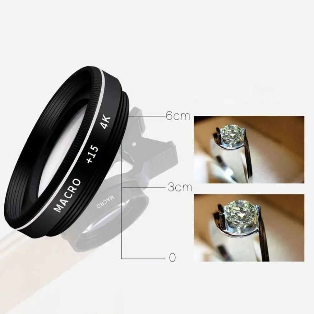 Professional 37MM 15X Macro Lens Photography Phone Camera Lens 4K Macro Lens Accessories For Smartphone For Diamond Jewelry