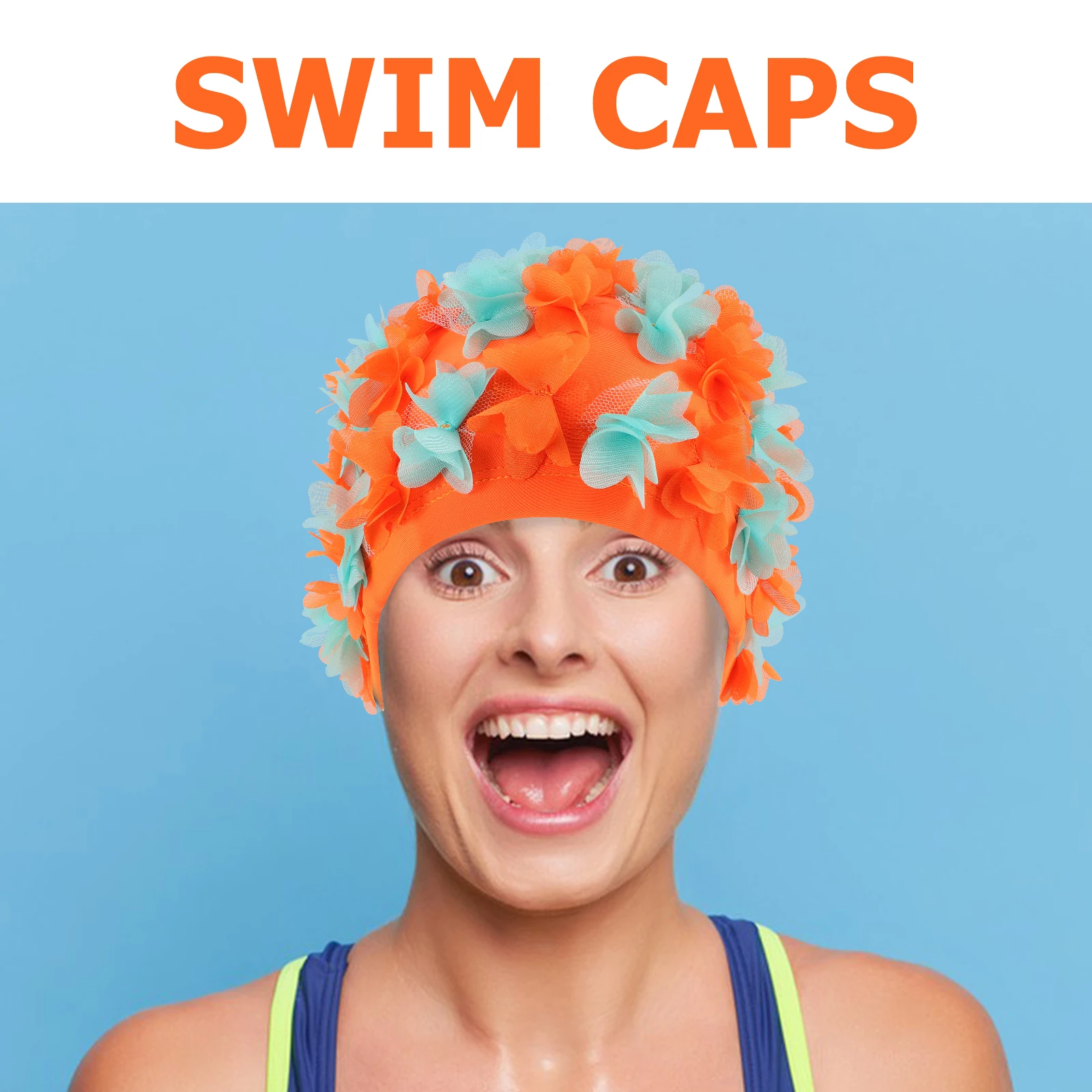 

Flower Swim Cap Women Floral 3D Petal Design Elastic Breathable Long Hair Swimming Hat Pool Activities