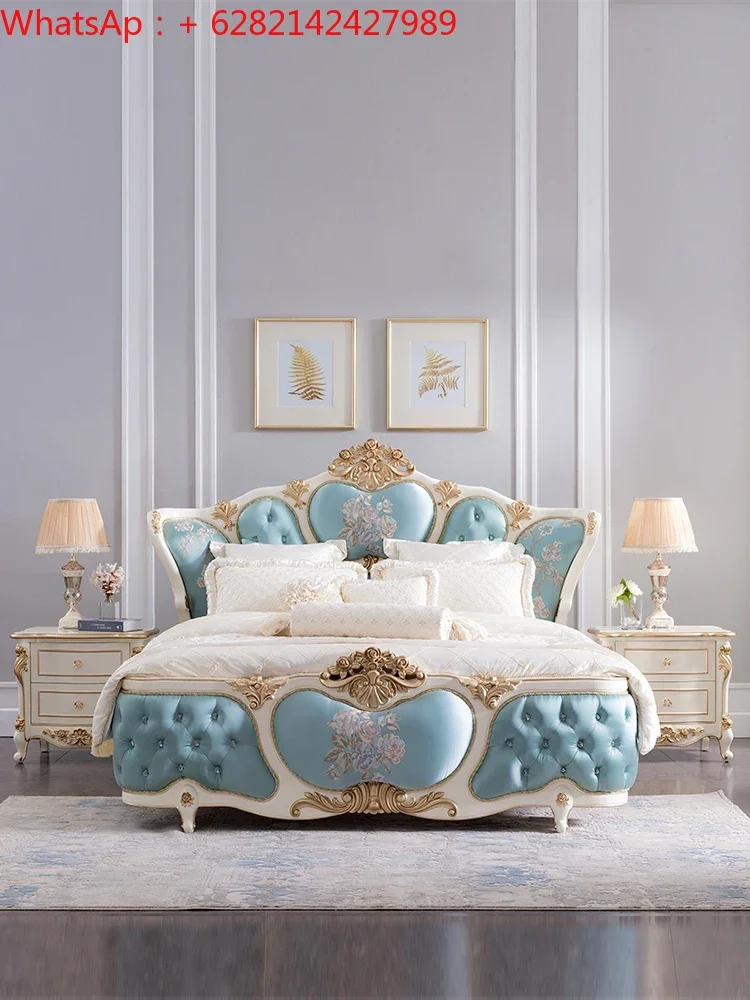 bed French furniture luxury upscale European cloth  solid wood princess  master room 1.8M wedding  F6