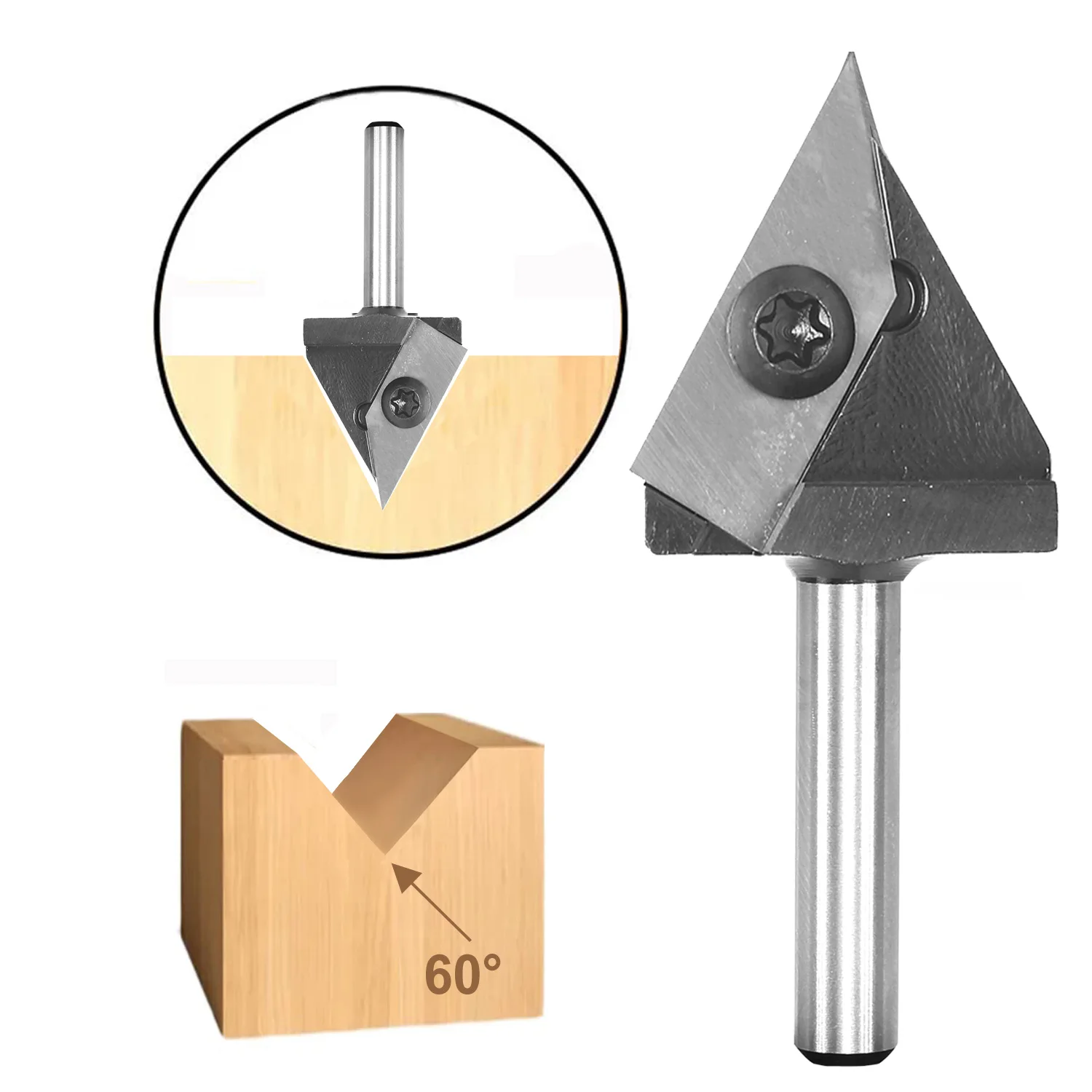 Płytka CNC frez szczelinowy V-Groove 60 stopni V Bit 1/4 "1/2" 6mm Shank do obróbki drewna, frezy do grawerowania 3D