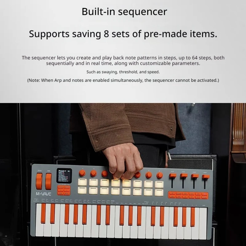 New M-Vave Smk-37pro/Smk37elite 37 Midi Keyboard Controller Portable Arranger Keyboard Strike Pad Keyboard Built Fm Synthesizer