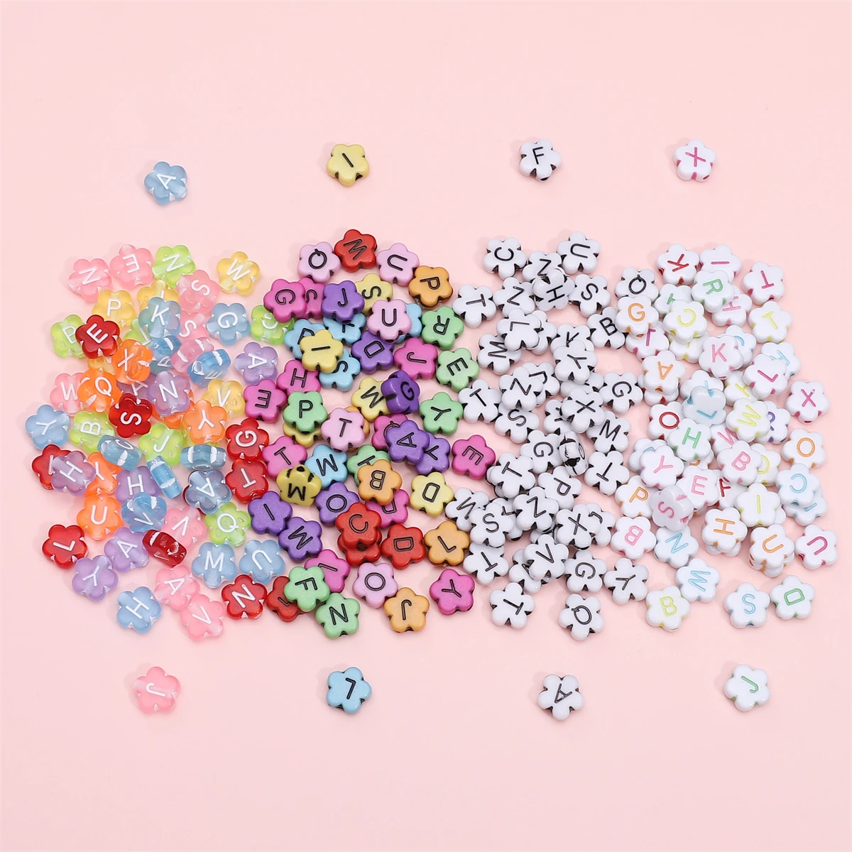 

100pcs/lot Heart Acrylic Letter Beads Mixed Loose Spacer Beads Plum Blossom for Jewelry Making DIY Handmade Bracelet Necklace