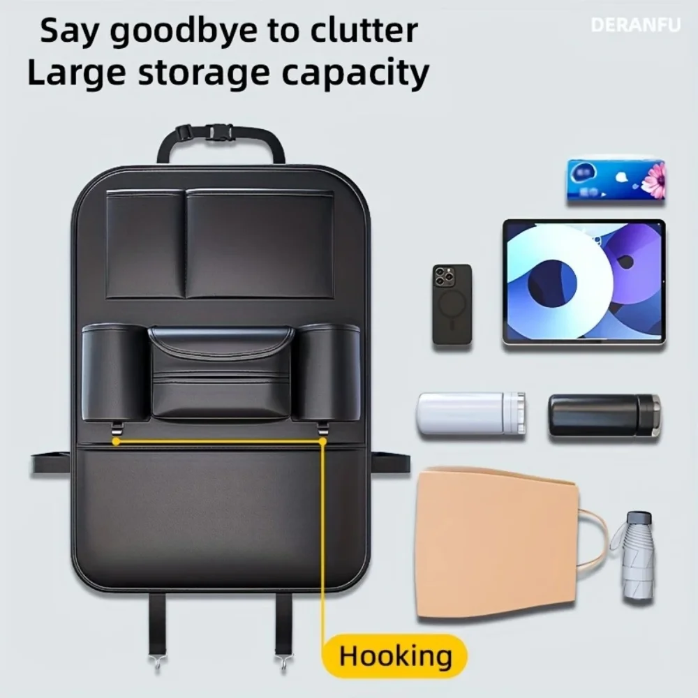 Borsa portaoggetti per schienale per seggiolino auto: borsa portaoggetti multifunzionale con porta tablet, portabicchieri e borsa a rete per riporre l'auto.