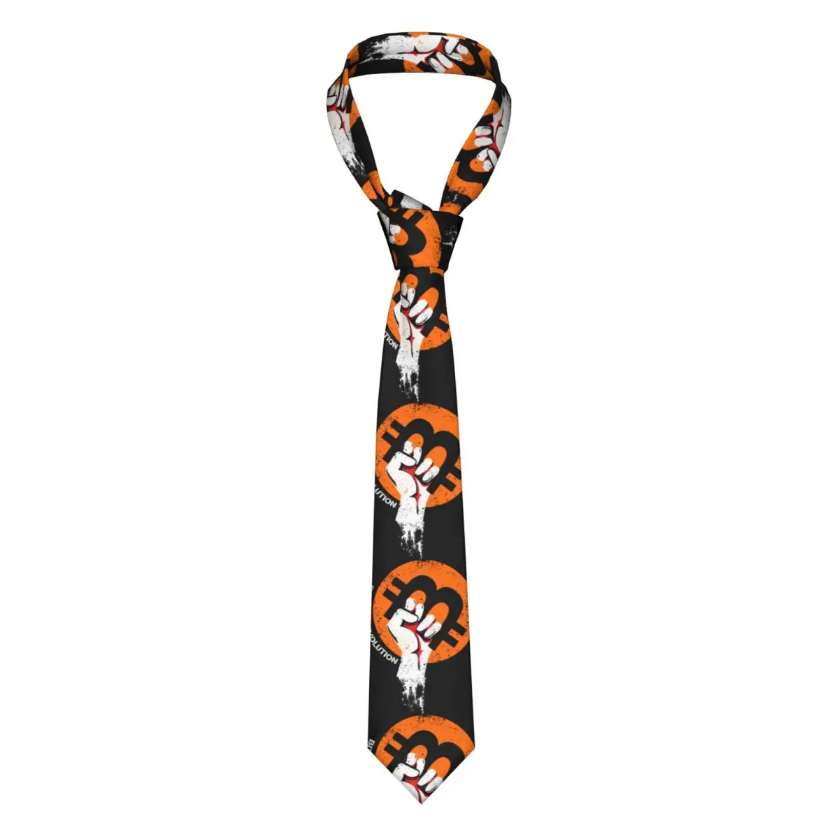 Custom Fashion Power Bitcoin Ties for Party Men Cryptocurrency Btc Blockchain Geek Necktie