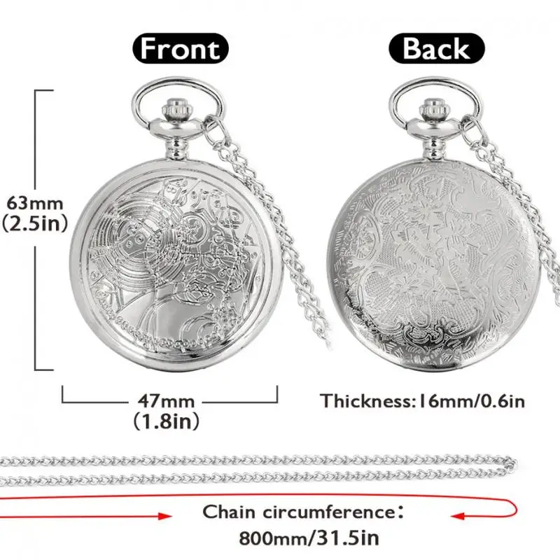 แฟชั่น Silver Space Exploration Time Lord Quartz นาฬิกาสำหรับผู้ชายสร้อยคอ Retro จี้ Movie Hero คอสเพลย์กับ Chain