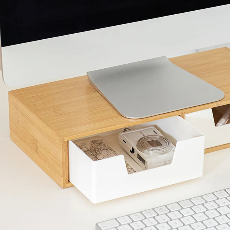 Computer Monitor Mounting Bracket Computer Booster Stand Elevated Desktop Keyboard Storage Shelf Wooden Desktop Storage Box