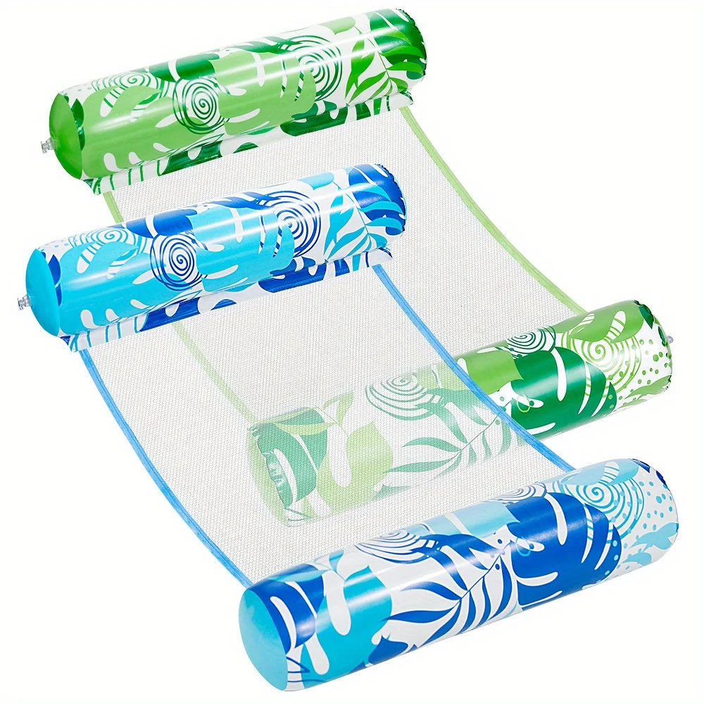 SYNCFUN 2 Packs Hammock Pool Floats Adults, 4-in-1 Multi-Purpose Inflatable Pool Floats PVC Water Hammock Lounge Floaties