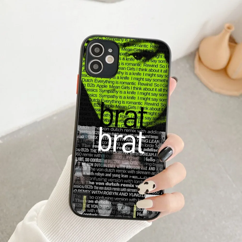 C-Charlis XCX B-BRAT Brat Phone Case For IPhone 14 11 12 13 Mini Pro Max 8 7 Plus X XR XS MAX Translucent Matte Cover